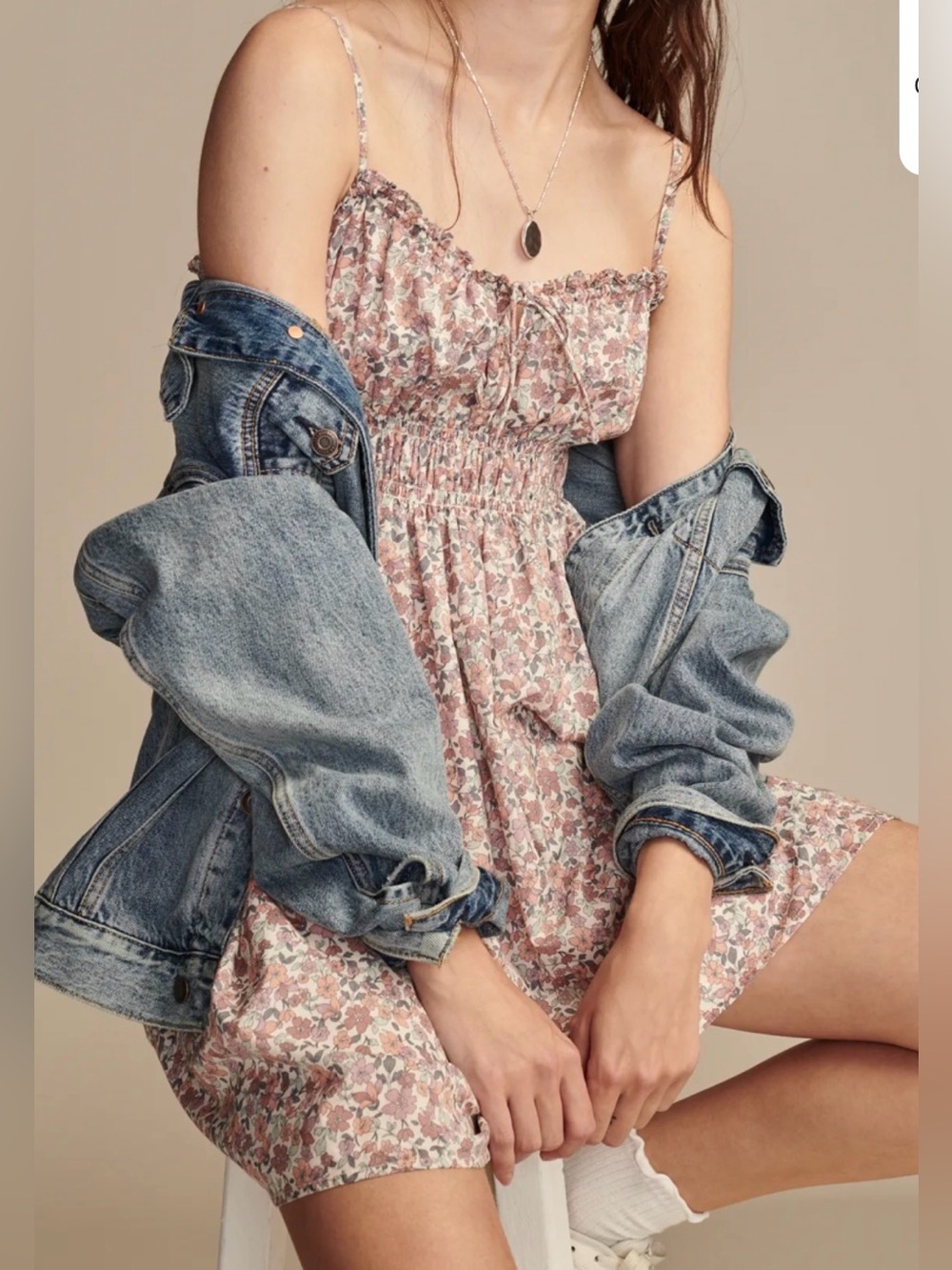 NWT Lucky Brand Printed Smocked Sweetheart Mini - Picture 3 of 9
